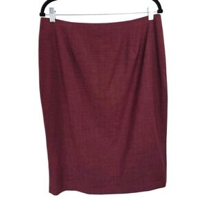 Marlowe Italy Burgundy Ruffle Back Fine Wool Pleated Pencil Skirt 12